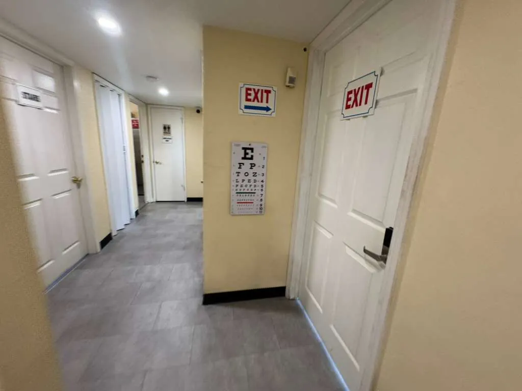 Medical clinic hallway with eye chart El Cajon