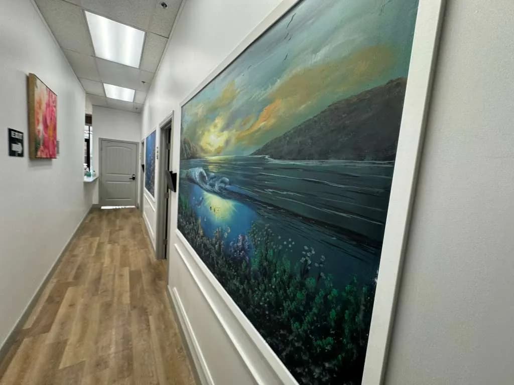 Art-decorated hallway at Palm Urgent Care San Ysidro